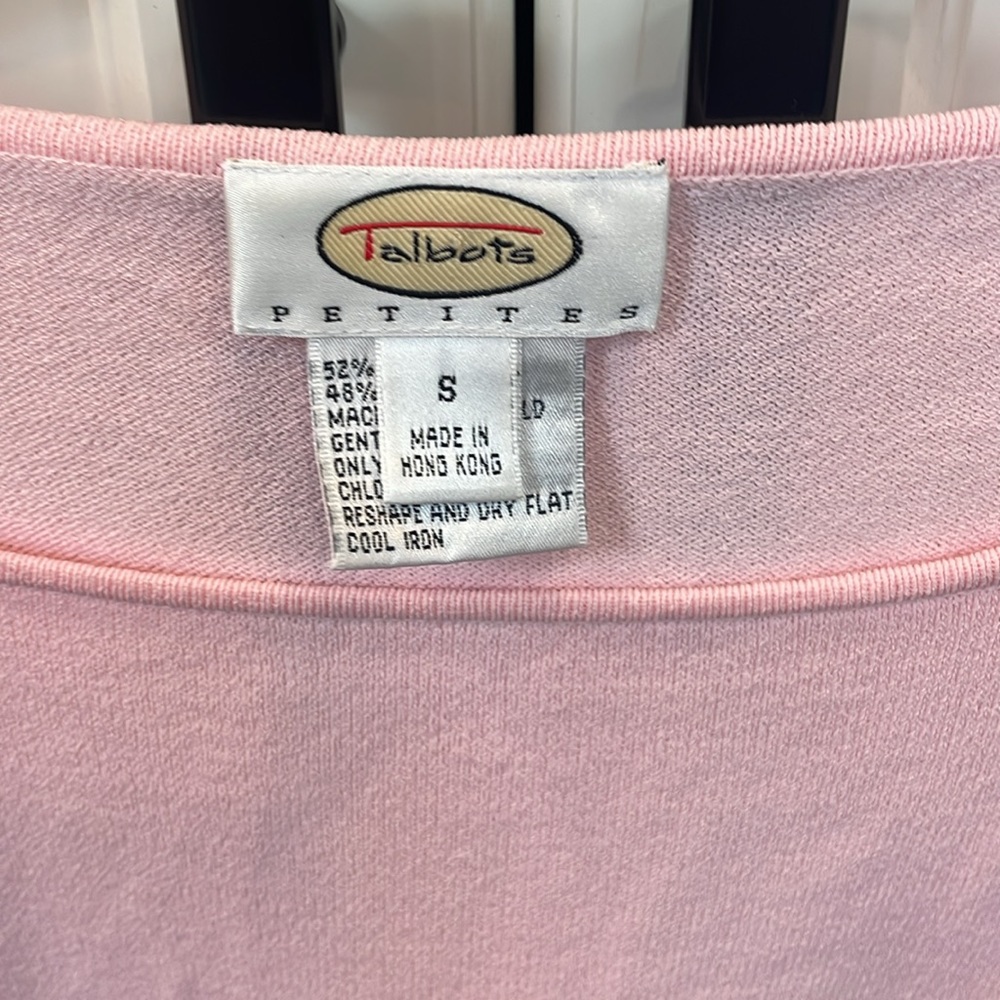 Talbots NWOT pink cropped top petite small - Picture 2 of 6